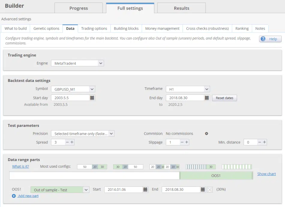 StrategyQuant - Setting Data - Quant-Bot - Building/Generating Strategies