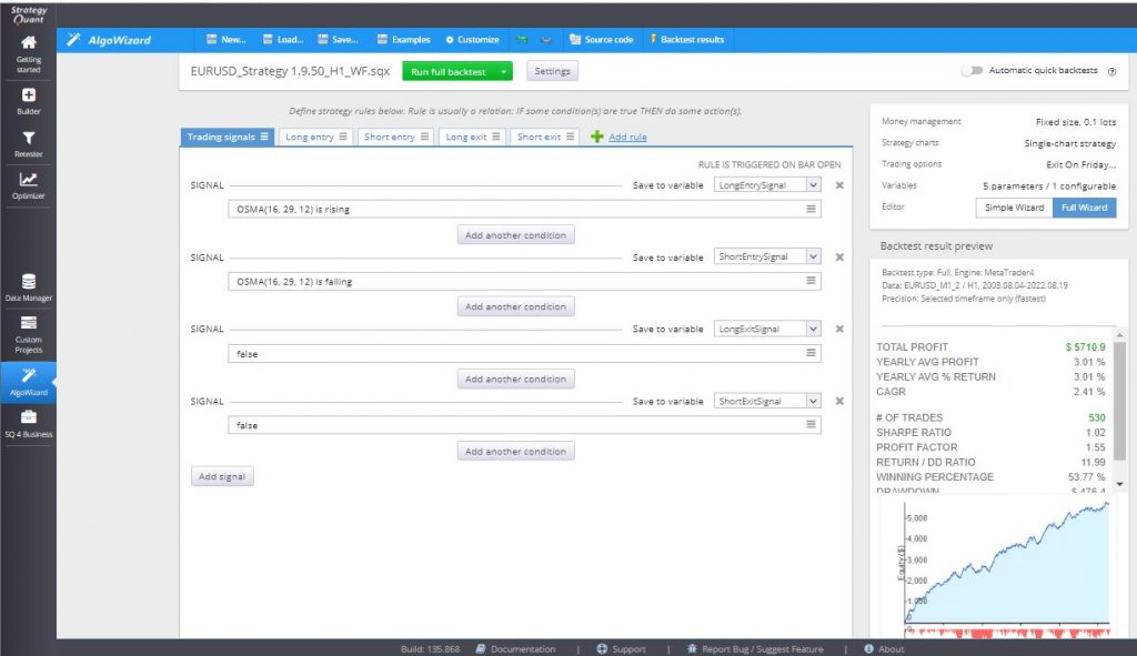 StrategyQuant - Algo Wizard Editing - Quant-Bot - Building/Generating Strategies